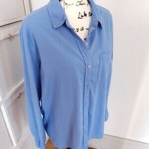 Universal Thread Linen Rayon Blend Button Down Shirt Womens XL Relaxed Blue